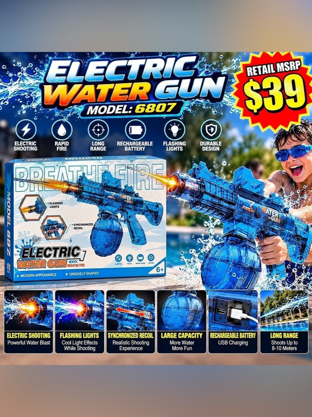 RED 6807 Electric Water Gun